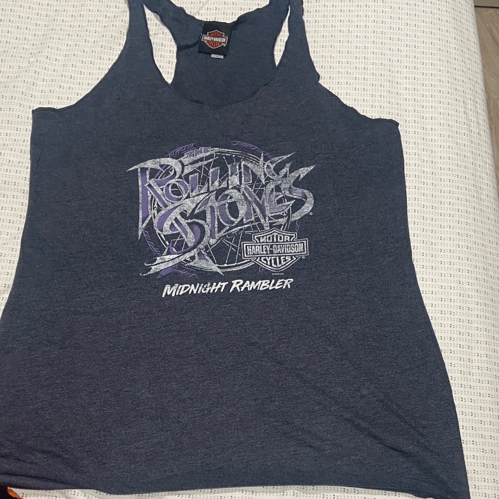Harley-Davidson Women’s Navy Blue Racerback Tank with Purple Graphic
